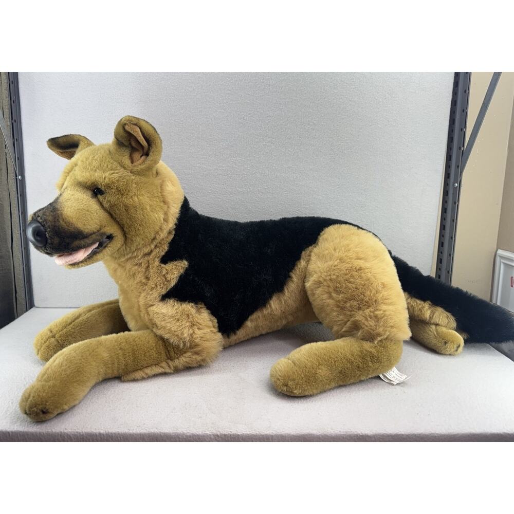 Realistic German Shepherd Plush Large Stuffed Lifelike Dog Brown Black 36” READ